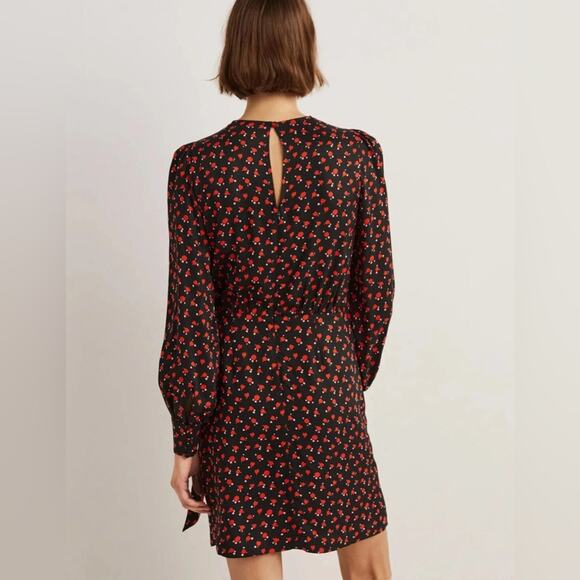Boden Tulip Charm Tie Side Mini Dress 8 NWT NEW Red Floral Puff Sleeve - Picture 3 of 14
